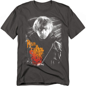 AN OFFCIALLY LICENSED HARRY POTTER RON PORTRAIT MEN'S REGULAR FIT T-SHIRT CHARCOAL
