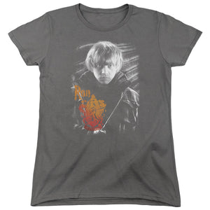 AN OFFCIALLY LICENSED HARRY POTTER RON PORTRAIT WOMEN'S REGULAR FIT T-SHIRT CHARCOAL