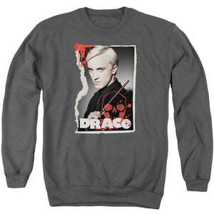 AN OFFCIALLY LICENSED HARRY POTTER DRACO FRAME ADULT UNISEX CREWNECK SWEATSHIRT CHARCOAL