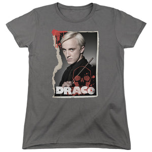AN OFFCIALLY LICENSED HARRY POTTER DRACO FRAME WOMEN'S REGULAR FIT T-SHIRT CHARCOAL
