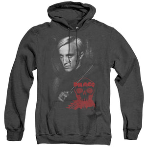 AN OFFCIALLY LICENSED HARRY POTTER DRACO PORTRAIT ADULT UNISEX HEATHER PULLOVER HOODIE BLACK