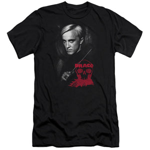 AN OFFCIALLY LICENSED HARRY POTTER DRACO PORTRAIT MEN'S PREMIUM SLIM FIT T-SHIRT BLACK