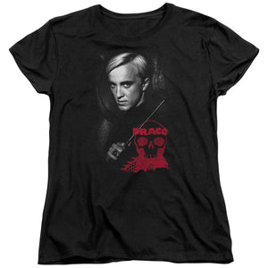 AN OFFCIALLY LICENSED HARRY POTTER DRACO PORTRAIT WOMEN'S REGULAR FIT T-SHIRT BLACK