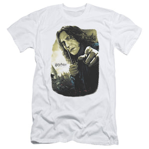 AN OFFCIALLY LICENSED HARRY POTTER SNAPE POSTER MEN'S PREMIUM SLIM FIT T-SHIRT WHITE