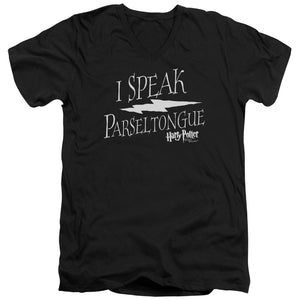AN OFFCIALLY LICENSED HARRY POTTER I SPEAK PARSELTONGUE MEN'S V-NECK T-SHIRT BLACK