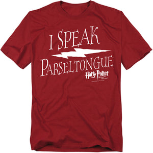 AN OFFCIALLY LICENSED HARRY POTTER I SPEAK PARSELTONGUE MEN'S REGULAR FIT T-SHIRT CARDINAL