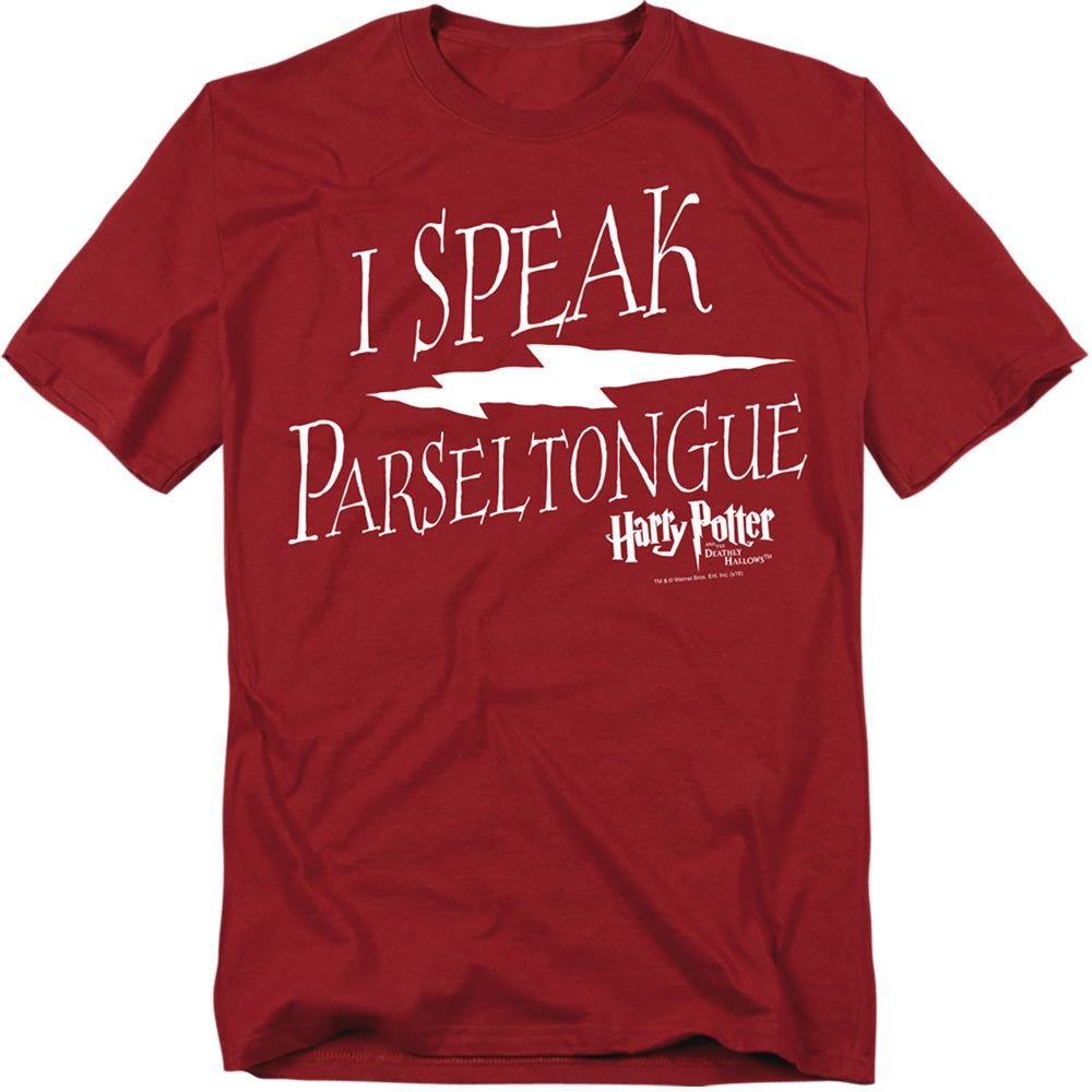 AN OFFCIALLY LICENSED HARRY POTTER I SPEAK PARSELTONGUE MEN'S REGULAR FIT T-SHIRT CARDINAL