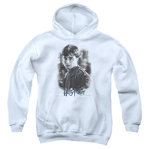 AN OFFCIALLY LICENSED HARRY POTTER HARRY IN THE WOODS YOUTH HOODIE WHITE