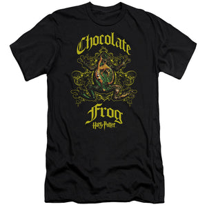 AN OFFCIALLY LICENSED HARRY POTTER CHOCOLATE FROG MEN'S PREMIUM SLIM FIT T-SHIRT BLACK