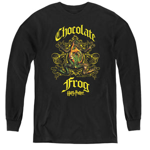 AN OFFCIALLY LICENSED HARRY POTTER CHOCOLATE FROG YOUTH LONG SLEEVE T-SHIRT BLACK