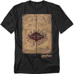 AN OFFCIALLY LICENSED HARRY POTTER MARAUDERS MAP MEN'S REGULAR FIT T-SHIRT BLACK