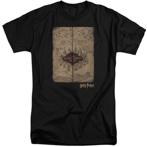 AN OFFCIALLY LICENSED HARRY POTTER MARAUDERS MAP MEN'S TALL FIT T-SHIRT BLACK