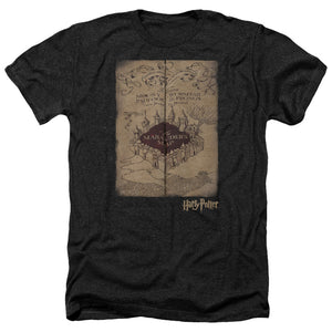 AN OFFCIALLY LICENSED HARRY POTTER MARAUDERS MAP MEN'S HEATHER T-SHIRT CHARCOAL