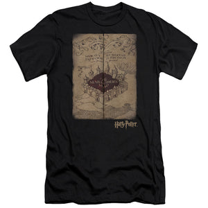 AN OFFCIALLY LICENSED HARRY POTTER MARAUDERS MAP MEN'S PREMIUM SLIM FIT T-SHIRT BLACK