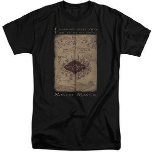 AN OFFCIALLY LICENSED HARRY POTTER MARAUDERS MAP WORDS MEN'S TALL FIT T-SHIRT BLACK