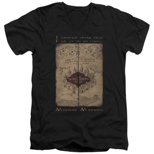 AN OFFCIALLY LICENSED HARRY POTTER MARAUDERS MAP WORDS MEN'S V-NECK T-SHIRT BLACK