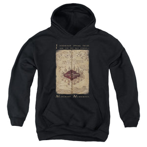 AN OFFCIALLY LICENSED HARRY POTTER MARAUDERS MAP WORDS YOUTH HOODIE BLACK