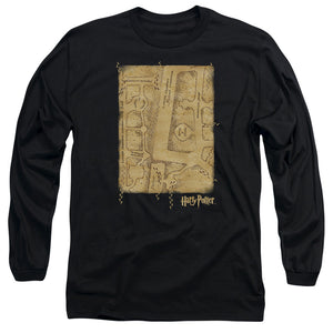 AN OFFCIALLY LICENSED HARRY POTTER MARAUDERS MAP INTERIOR MEN'S LONG SLEEVE T-SHIRT BLACK