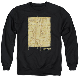 AN OFFCIALLY LICENSED HARRY POTTER MARAUDERS MAP INTERIOR ADULT UNISEX CREWNECK SWEATSHIRT BLACK