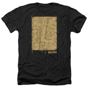AN OFFCIALLY LICENSED HARRY POTTER MARAUDERS MAP INTERIOR MEN'S HEATHER T-SHIRT CHARCOAL