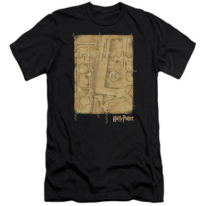 AN OFFCIALLY LICENSED HARRY POTTER MARAUDERS MAP INTERIOR MEN'S PREMIUM SLIM FIT T-SHIRT BLACK