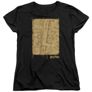 AN OFFCIALLY LICENSED HARRY POTTER MARAUDERS MAP INTERIOR WOMEN'S REGULAR FIT T-SHIRT BLACK