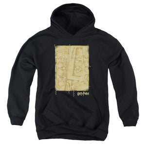 AN OFFCIALLY LICENSED HARRY POTTER MARAUDERS MAP INTERIOR YOUTH HOODIE BLACK