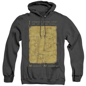 AN OFFCIALLY LICENSED HARRY POTTER MARAUDERS MAP INTERIOR WORDS ADULT UNISEX HEATHER PULLOVER HOODIE BLACK