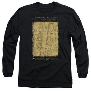 AN OFFCIALLY LICENSED HARRY POTTER MARAUDERS MAP INTERIOR WORDS MEN'S LONG SLEEVE T-SHIRT BLACK