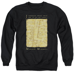 AN OFFCIALLY LICENSED HARRY POTTER MARAUDERS MAP INTERIOR WORDS ADULT UNISEX CREWNECK SWEATSHIRT BLACK