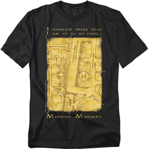 AN OFFCIALLY LICENSED HARRY POTTER MARAUDERS MAP INTERIOR WORDS MEN'S REGULAR FIT T-SHIRT BLACK