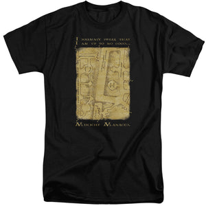 AN OFFCIALLY LICENSED HARRY POTTER MARAUDERS MAP INTERIOR WORDS MEN'S TALL FIT T-SHIRT BLACK