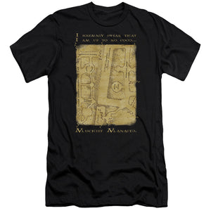 AN OFFCIALLY LICENSED HARRY POTTER MARAUDERS MAP INTERIOR WORDS MEN'S PREMIUM SLIM FIT T-SHIRT BLACK