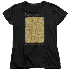 AN OFFCIALLY LICENSED HARRY POTTER MARAUDERS MAP INTERIOR WORDS WOMEN'S REGULAR FIT T-SHIRT BLACK