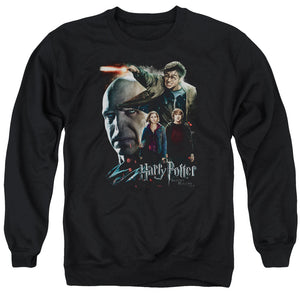 AN OFFCIALLY LICENSED HARRY POTTER FINAL FIGHT ADULT UNISEX CREWNECK SWEATSHIRT BLACK