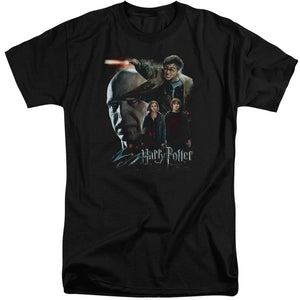 AN OFFCIALLY LICENSED HARRY POTTER FINAL FIGHT MEN'S TALL FIT T-SHIRT BLACK