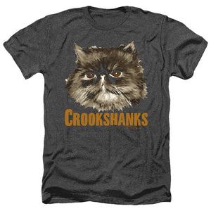 AN OFFCIALLY LICENSED HARRY POTTER CROOKSHANKS MEN'S HEATHER T-SHIRT CHARCOAL