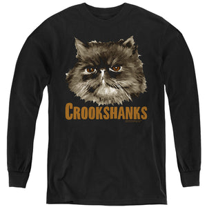 AN OFFCIALLY LICENSED HARRY POTTER CROOKSHANKS YOUTH LONG SLEEVE T-SHIRT BLACK
