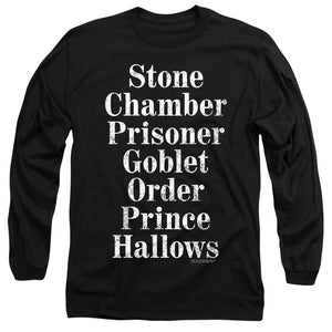 AN OFFCIALLY LICENSED HARRY POTTER TITLES MEN'S LONG SLEEVE T-SHIRT BLACK