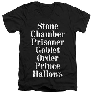 AN OFFCIALLY LICENSED HARRY POTTER TITLES MEN'S V-NECK T-SHIRT BLACK