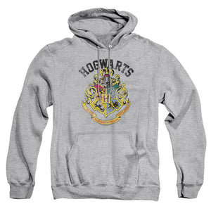 AN OFFCIALLY LICENSED HARRY POTTER HOGWARTS CREST ADULT UNISEX PULLOVER HOODIE ATHLETIC HEATHER
