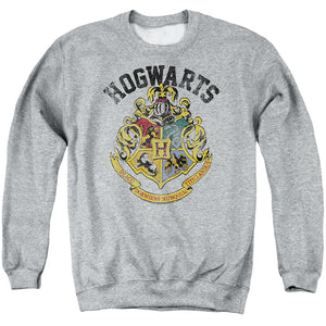 AN OFFCIALLY LICENSED HARRY POTTER HOGWARTS CREST ADULT UNISEX CREWNECK SWEATSHIRT ATHLETIC HEATHER