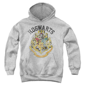 AN OFFCIALLY LICENSED HARRY POTTER HOGWARTS CREST YOUTH HOODIE ATHLETIC HEATHER