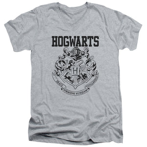 AN OFFCIALLY LICENSED HARRY POTTER HOGWARTS ATHLETIC MEN'S V-NECK T-SHIRT ATHLETIC HEATHER