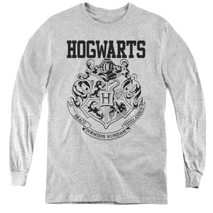 AN OFFCIALLY LICENSED HARRY POTTER HOGWARTS ATHLETIC YOUTH LONG SLEEVE T-SHIRT ATHLETIC HEATHER