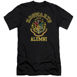 AN OFFCIALLY LICENSED HARRY POTTER HOGWARTS ALUMNI CREST MEN'S PREMIUM SLIM FIT T-SHIRT BLACK