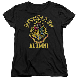 AN OFFCIALLY LICENSED HARRY POTTER HOGWARTS ALUMNI CREST WOMEN'S REGULAR FIT T-SHIRT BLACK