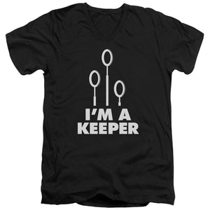 AN OFFCIALLY LICENSED HARRY POTTER KEEPER MEN'S V-NECK T-SHIRT BLACK