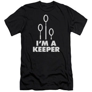 AN OFFCIALLY LICENSED HARRY POTTER KEEPER MEN'S PREMIUM SLIM FIT T-SHIRT BLACK