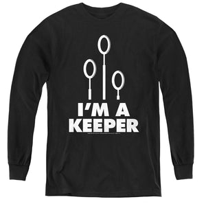 AN OFFCIALLY LICENSED HARRY POTTER KEEPER YOUTH LONG SLEEVE T-SHIRT BLACK